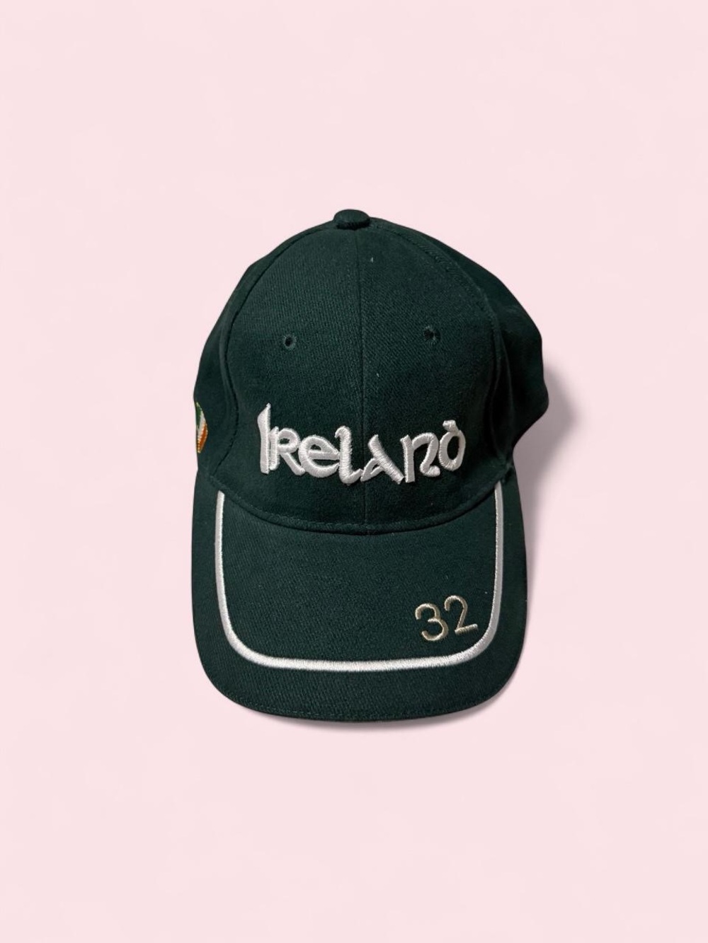 Source Unknown Dark Green Ireland Embroidered Baseball Cap with White Accents